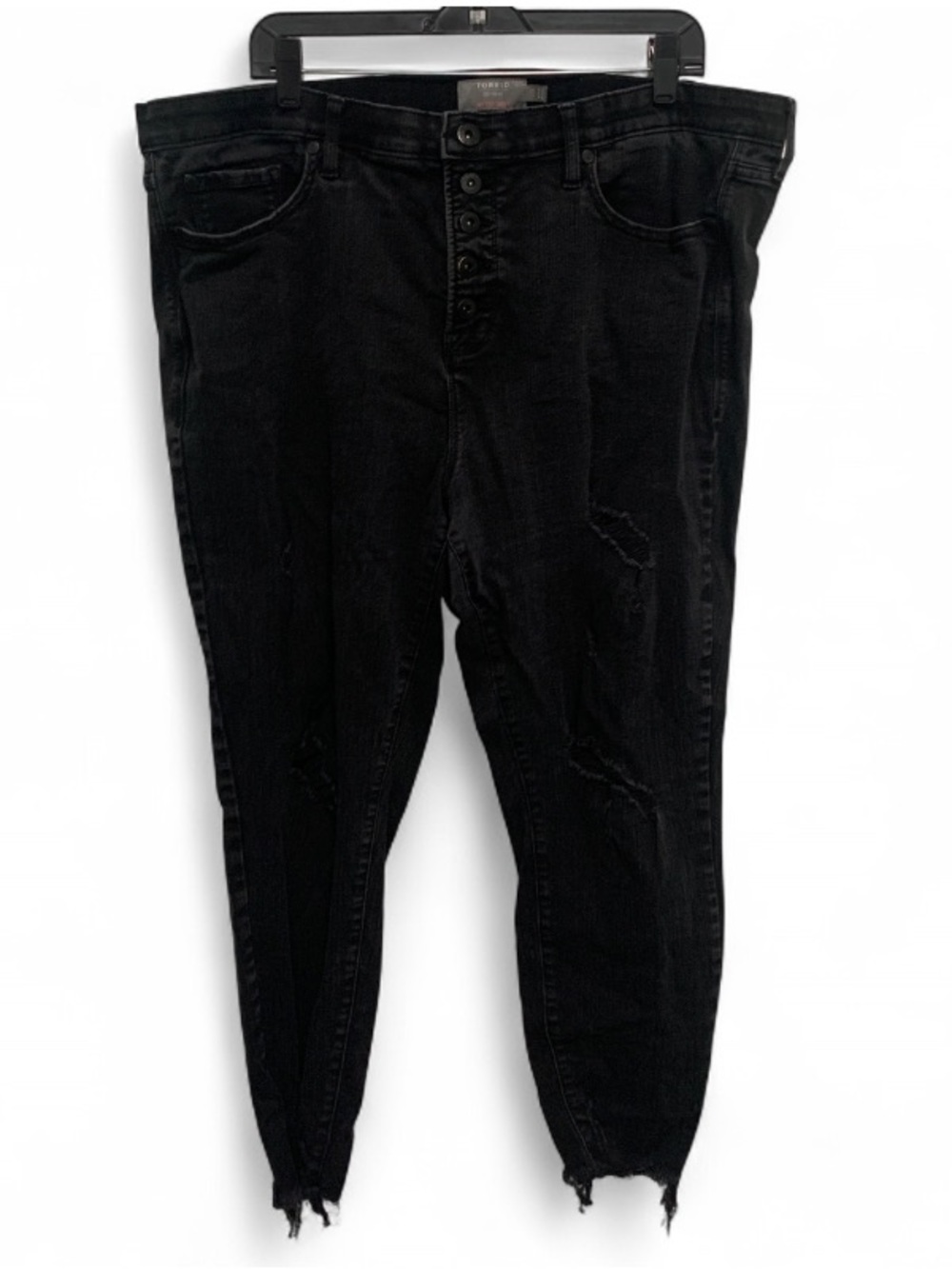 torrid Sky High Skinny Distressed Button Fly Jeans